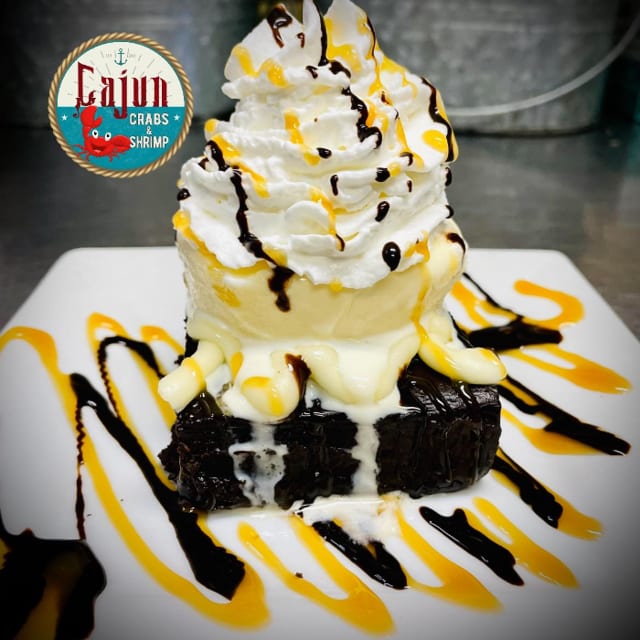 Chocolate Brownie with Ice Cream.